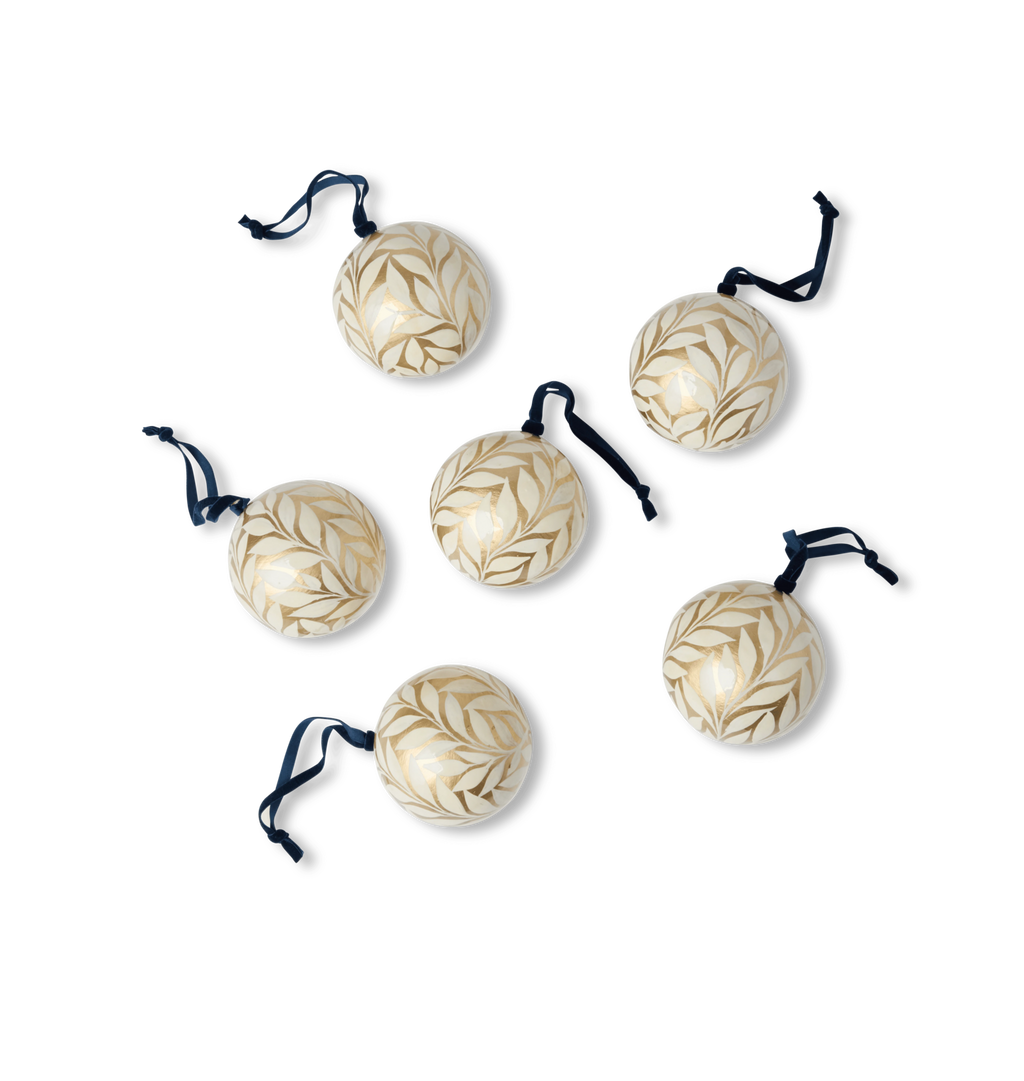 Vine Hand Painted Ornament Set S/6