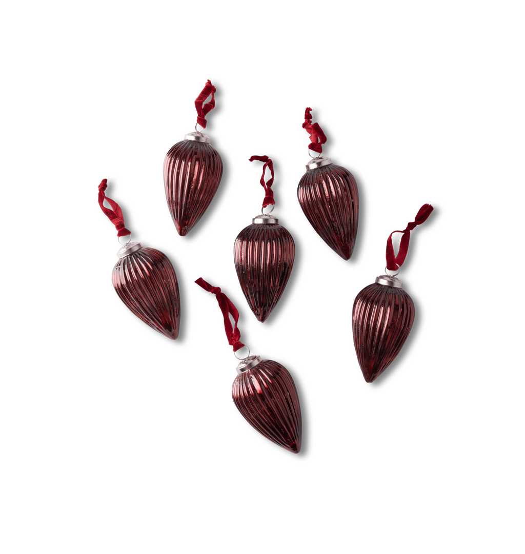 Romy Cacao Glass Ornament Set S/6