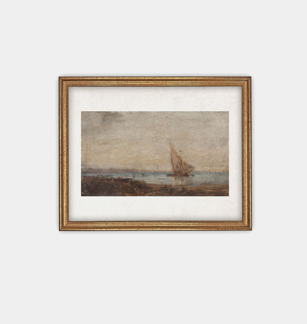 Sailing in Martigues Framed Print Gold