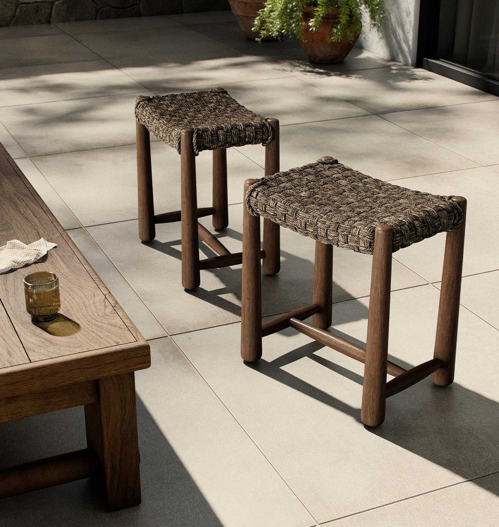 Savio Outdoor Stool Dark Textured Woven
