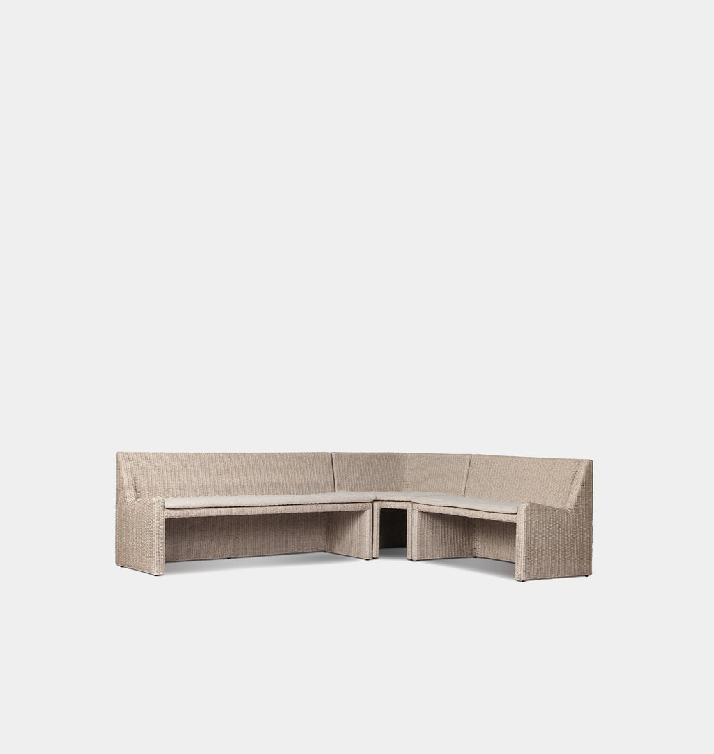 Senna Outdoor L-Shape Dining Banquette 106" Right Arm Facing