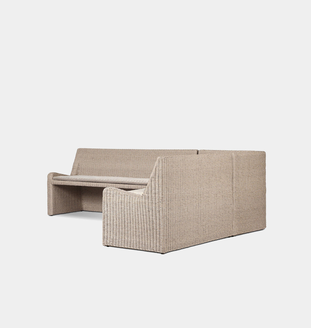 Senna Outdoor L-Shape Dining Banquette 106" Right Arm Facing