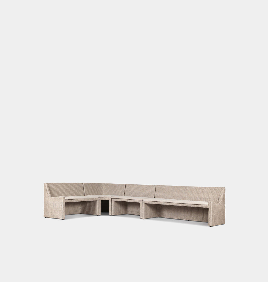 Senna Outdoor L-Shape Dining Banquette 144" Left Arm Facing