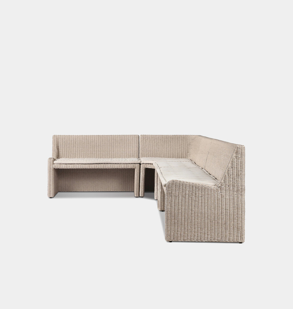 Senna Outdoor L-Shape Dining Banquette 144" Left Arm Facing