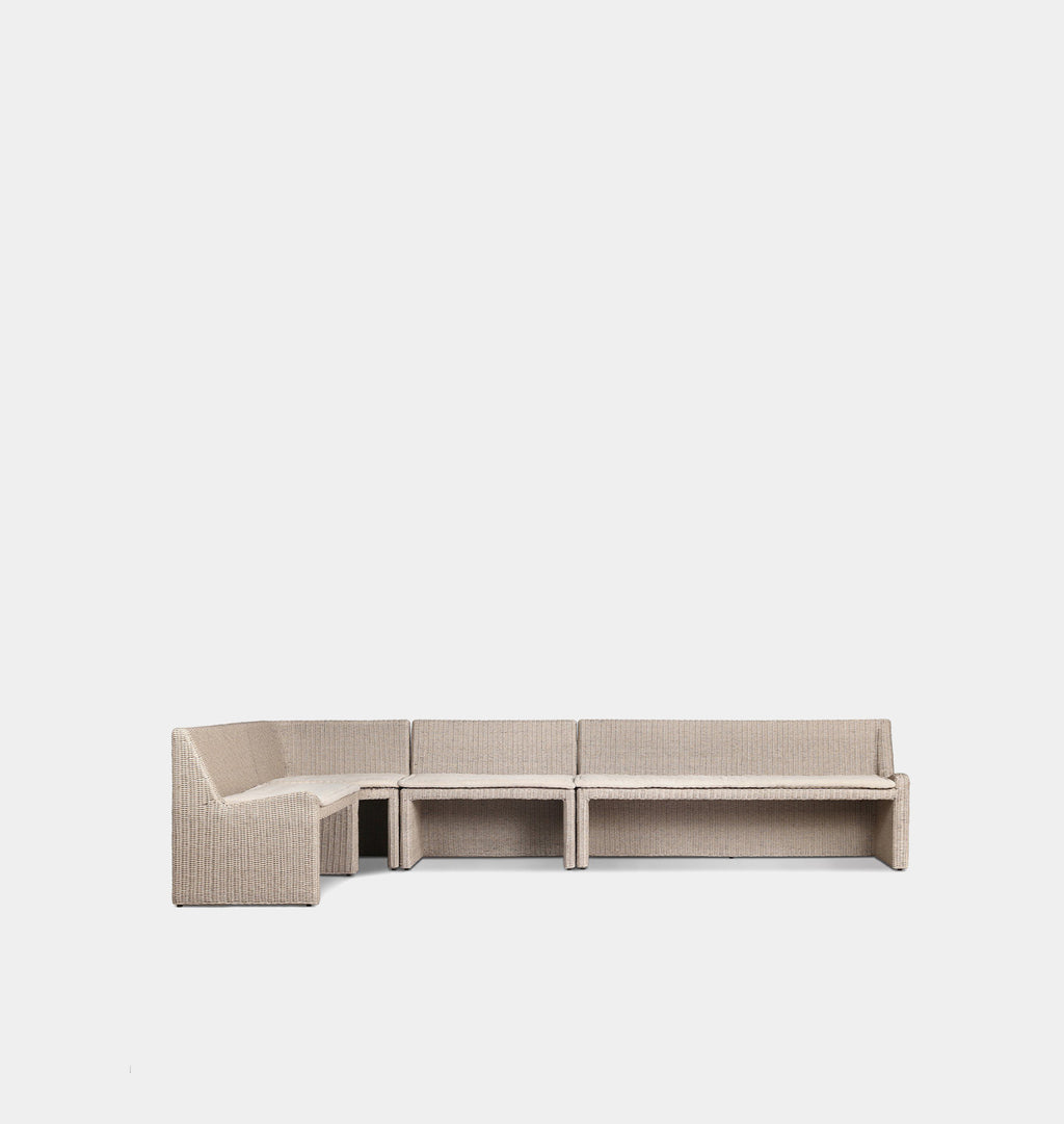 Senna Outdoor L-Shape Dining Banquette 144" Left Arm Facing