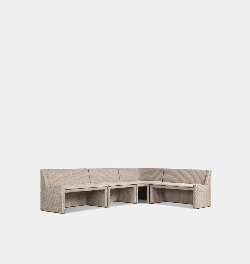 Senna Outdoor L-Shape Dining Banquette 144" Left Arm Facing