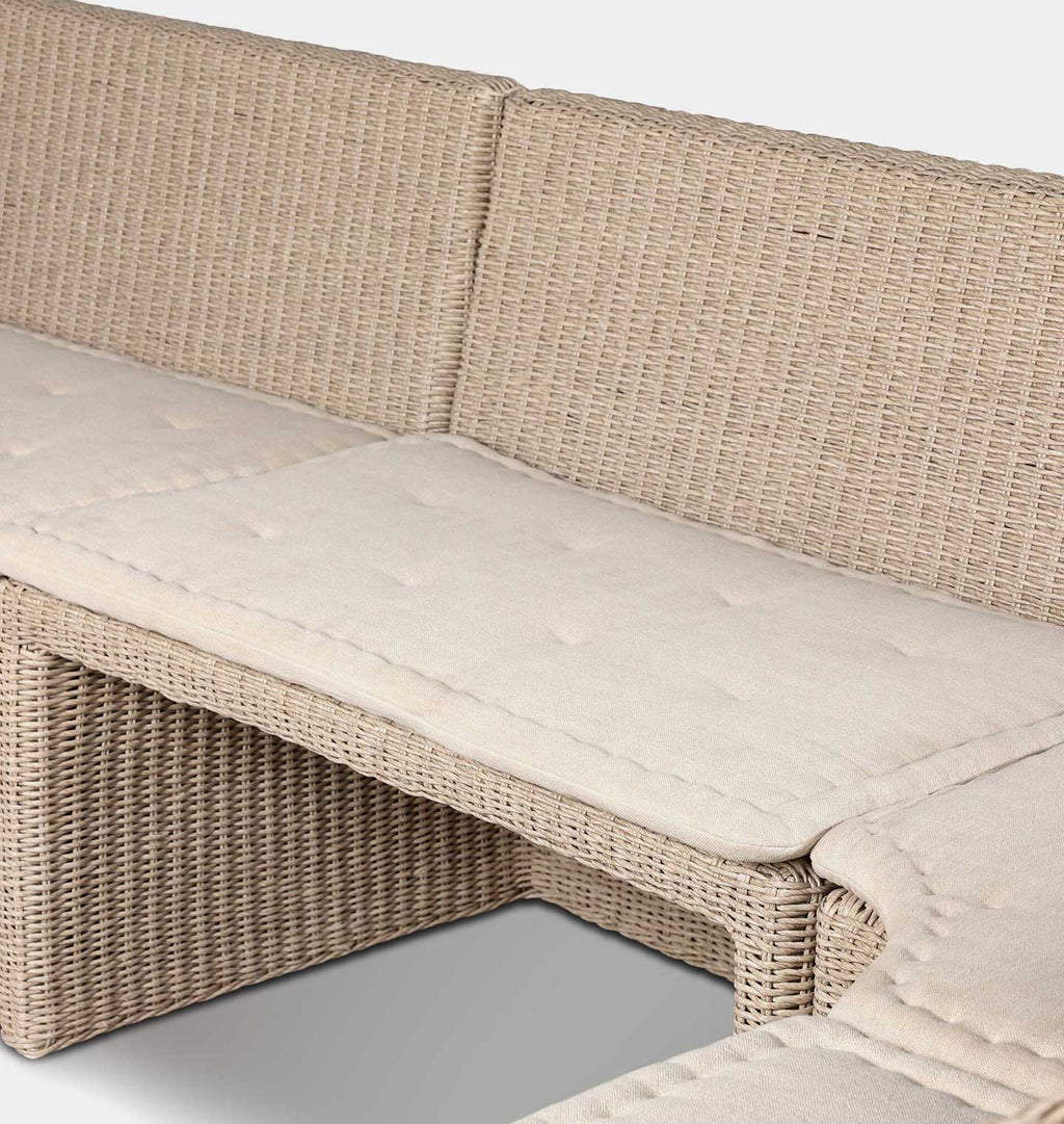 Senna Outdoor L-Shape Dining Banquette 144" Left Arm Facing
