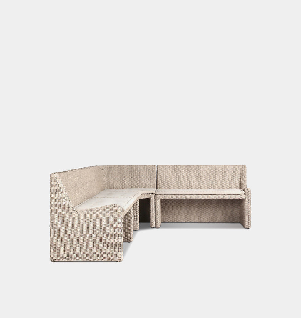 Senna Outdoor L-Shape Dining Banquette 144" Left Arm Facing