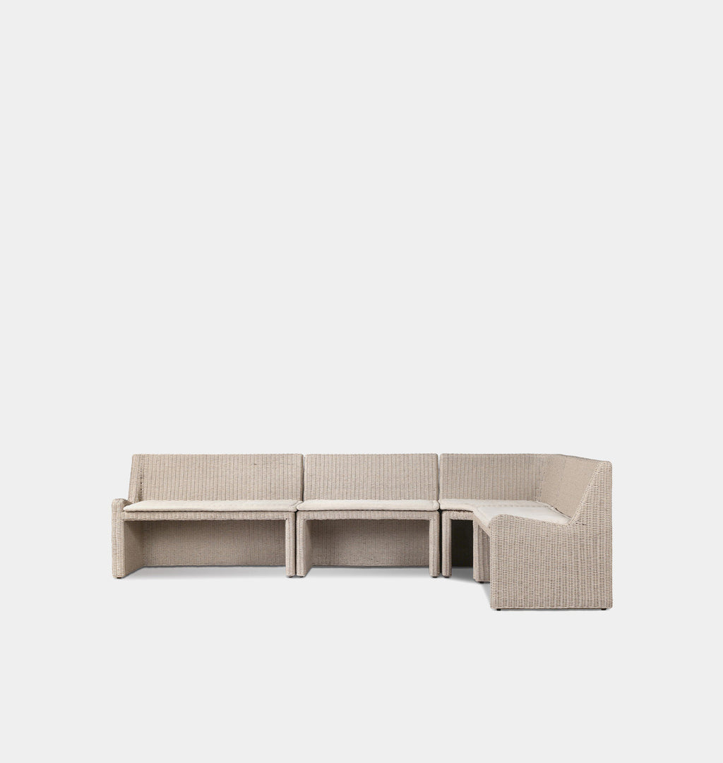 Senna Outdoor L-Shape Dining Banquette 144" Left Arm Facing