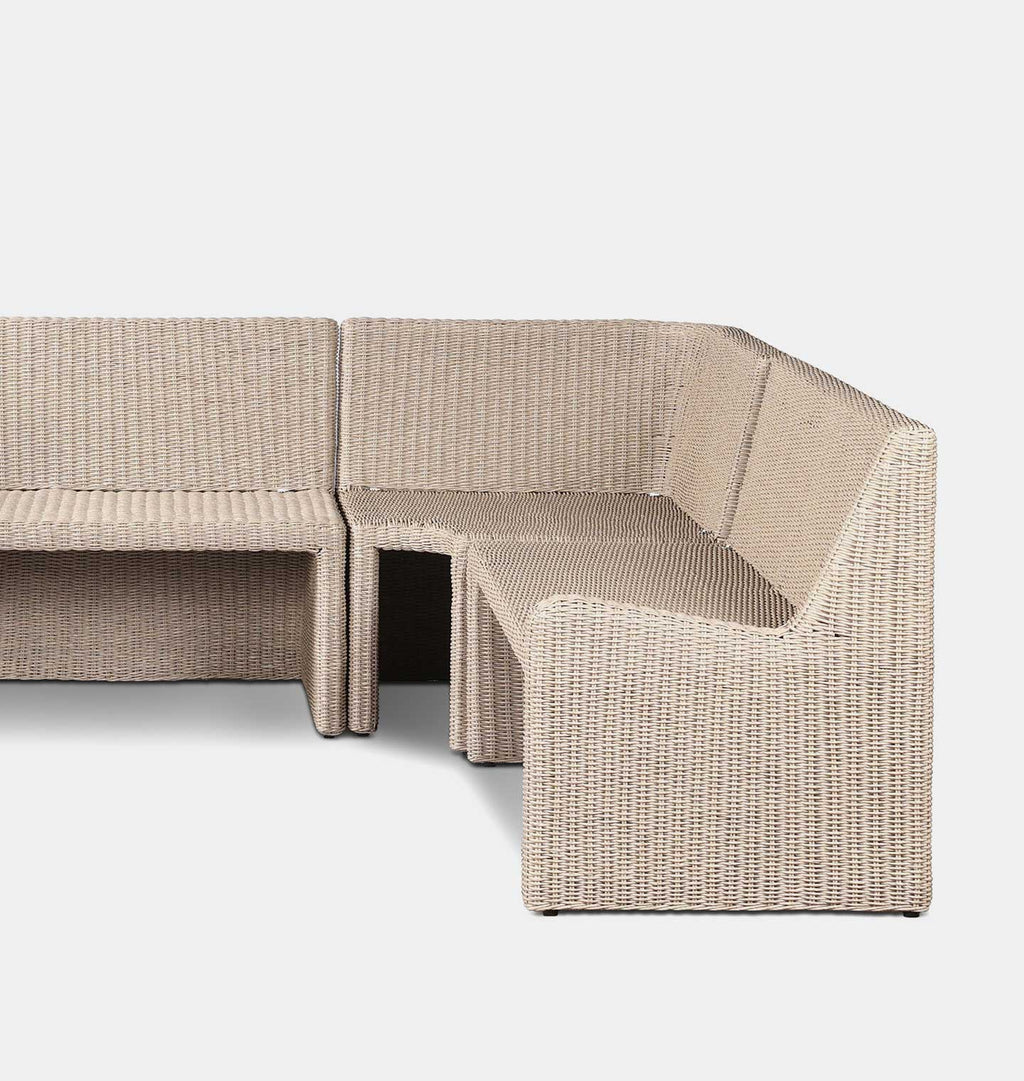 Senna Outdoor L-Shape Dining Banquette 144" Left Arm Facing