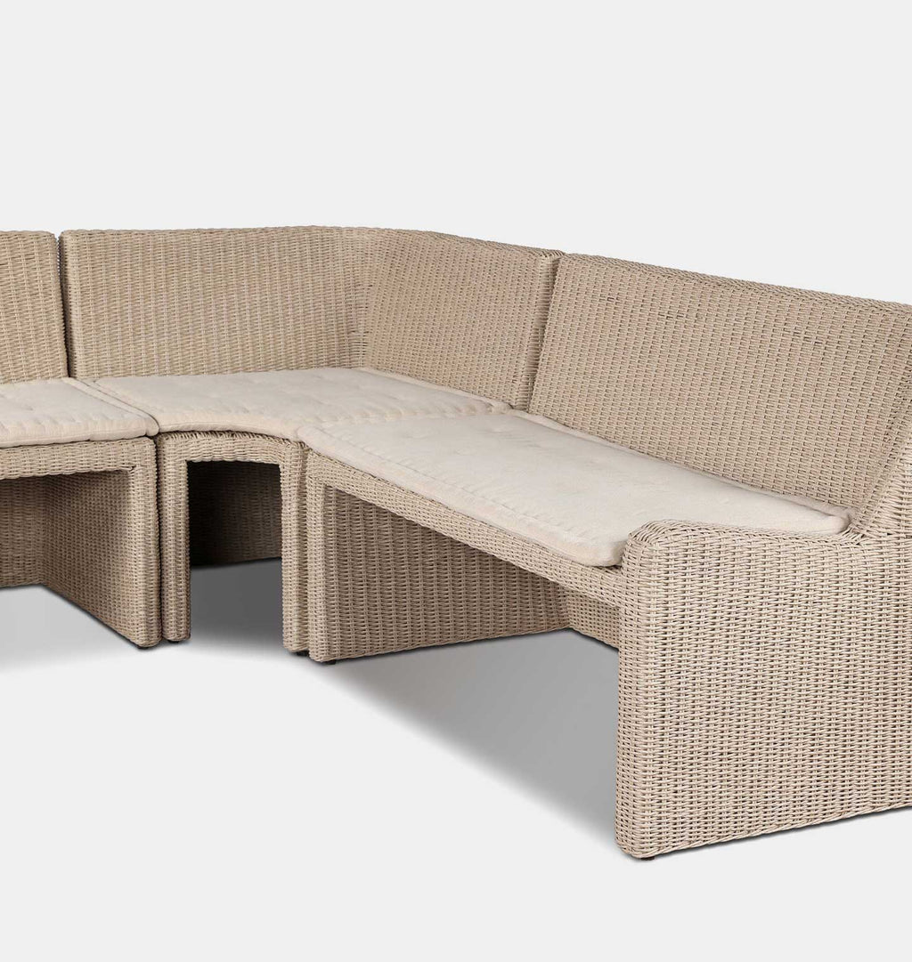 Senna Outdoor L-Shape Dining Banquette 144" Left Arm Facing