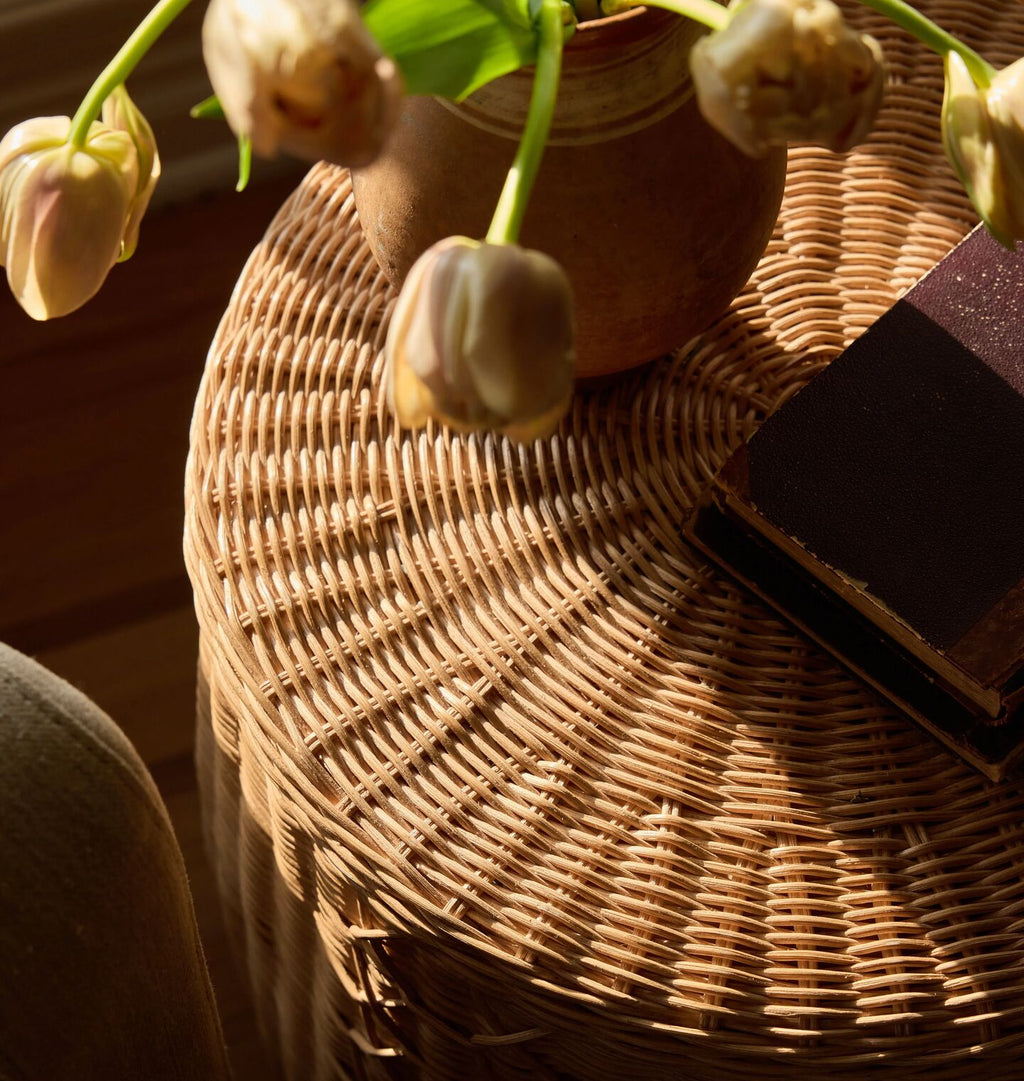 Olivia Wicker Stool Blonde Wicker