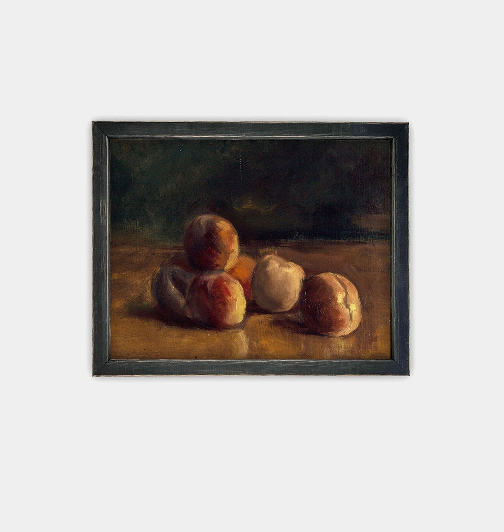 Still Life with Peaches Framed Print Black