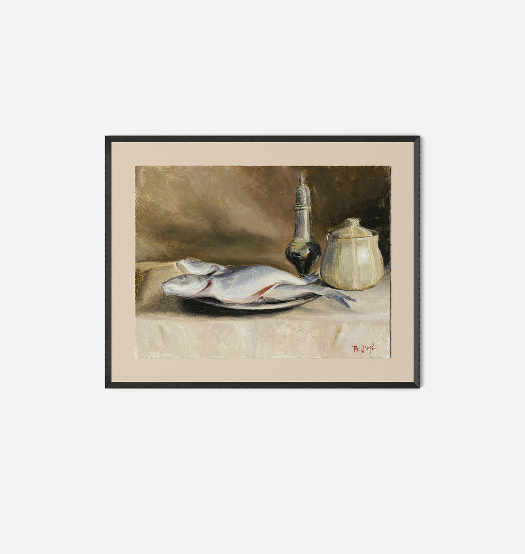 Study of Branzini and Salt by Bethany Joseph Black Pine