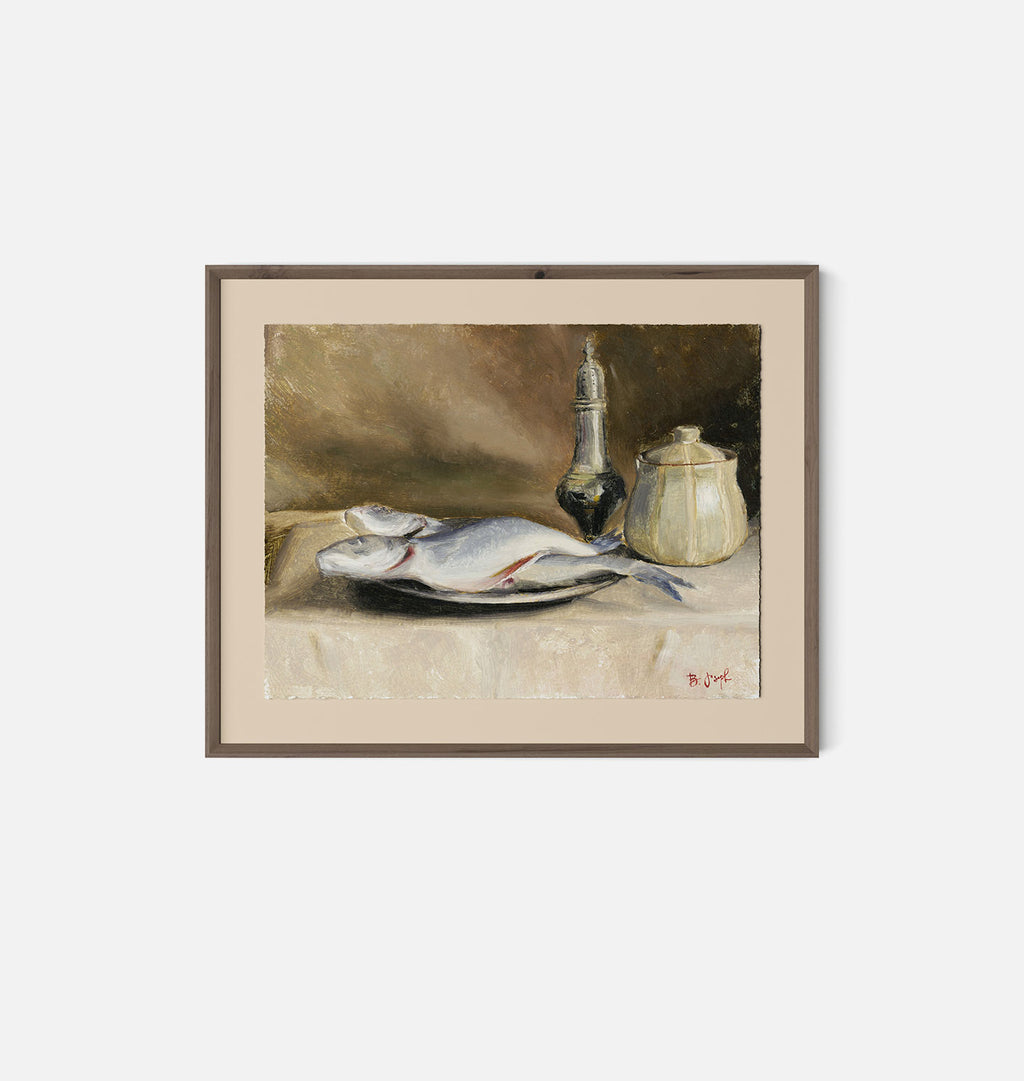 Study of Branzini and Salt by Bethany Joseph Walnut