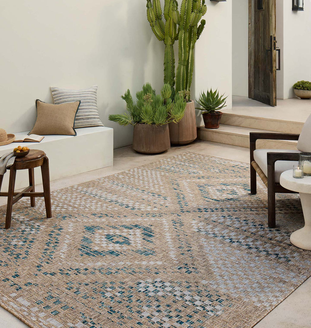 Topanga TOP-04 Natural / Aqua Area Rug
