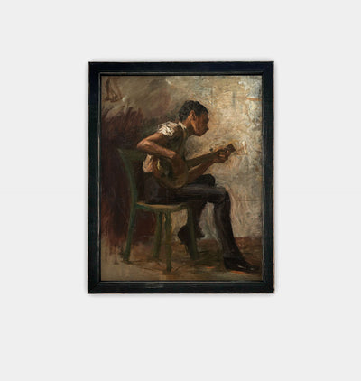 The Banjo Player Framed Print Black