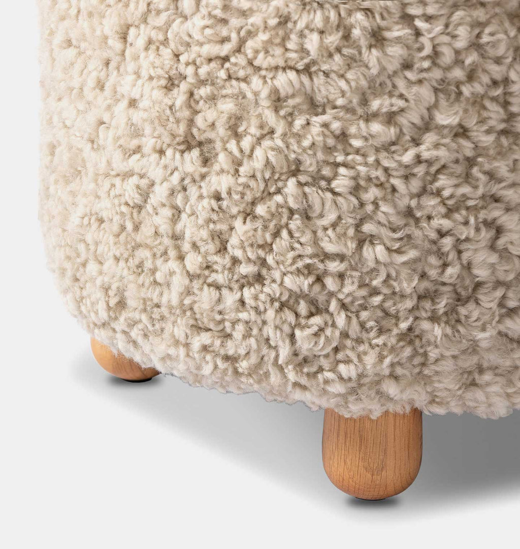 Tocho Shearling Footed Stool Beige Shearling