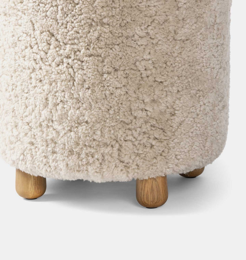 Tocho Shearling Footed Stool Beige Shearling