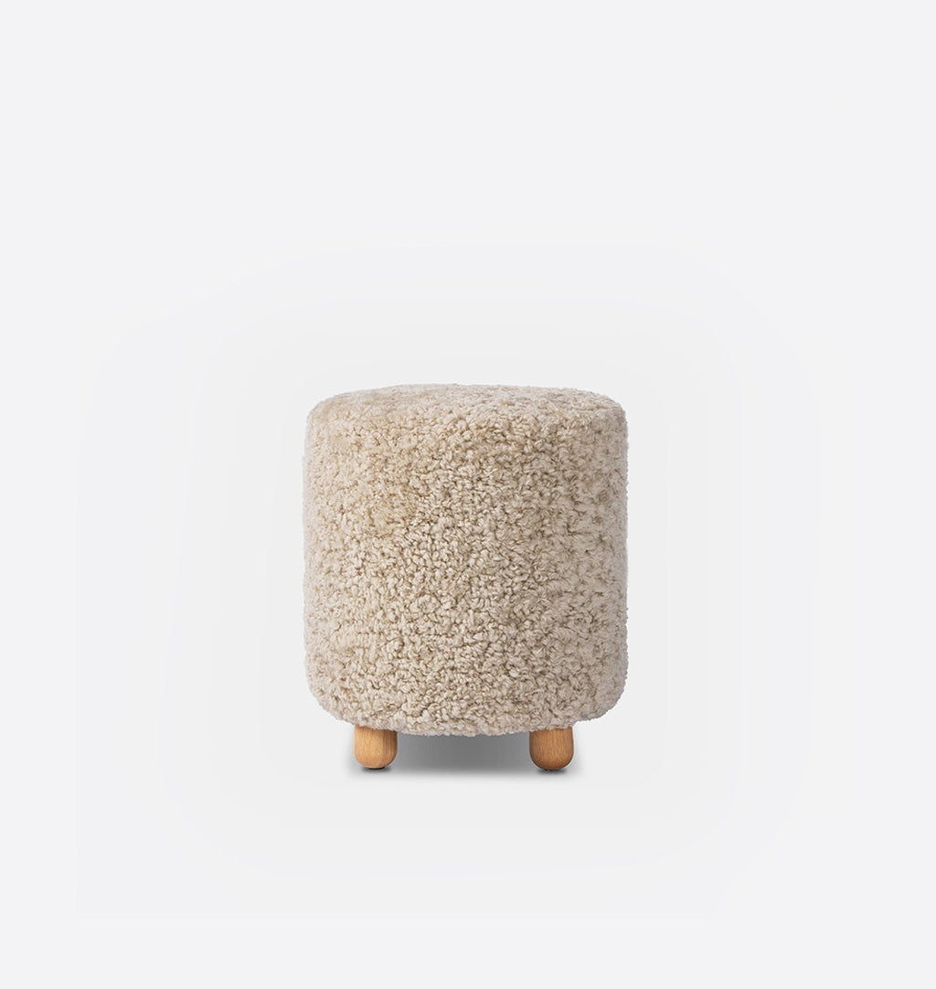Tocho Footed Stool Beige Shearling