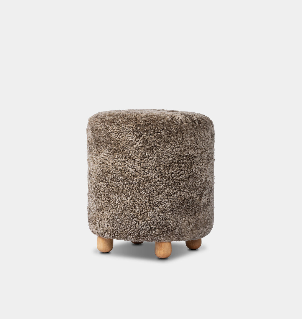 Tocho Shearling Footed Stool Cafe Shearling
