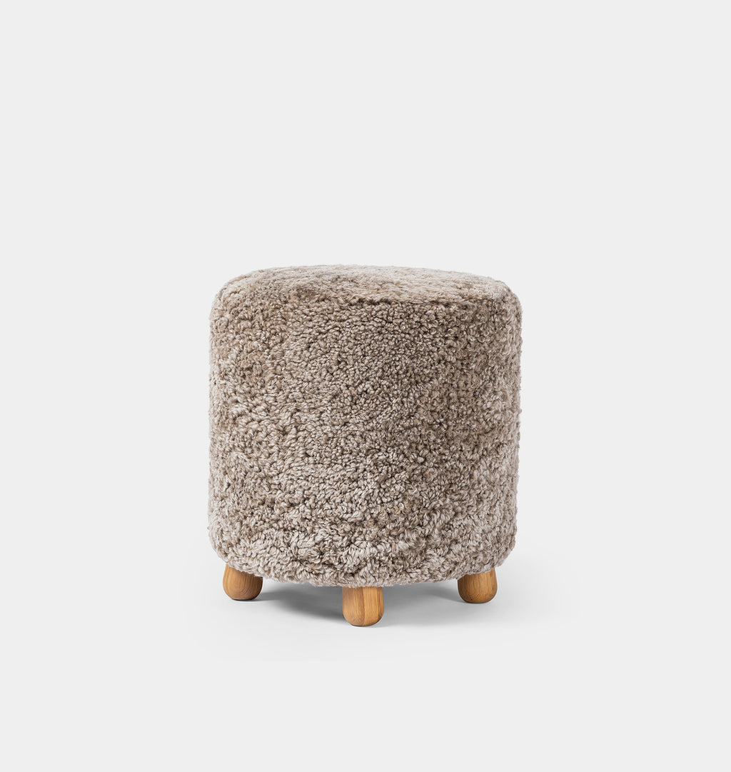 Tocho Shearling Footed Stool Cafe Shearling