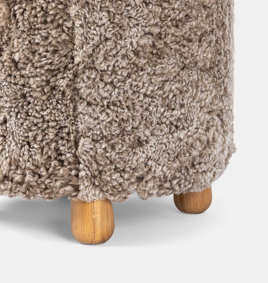 Tocho Shearling Footed Stool Cafe Shearling