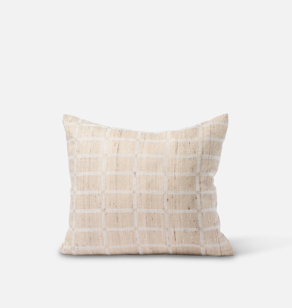 Vintage Tan Woven Plaid Pillow