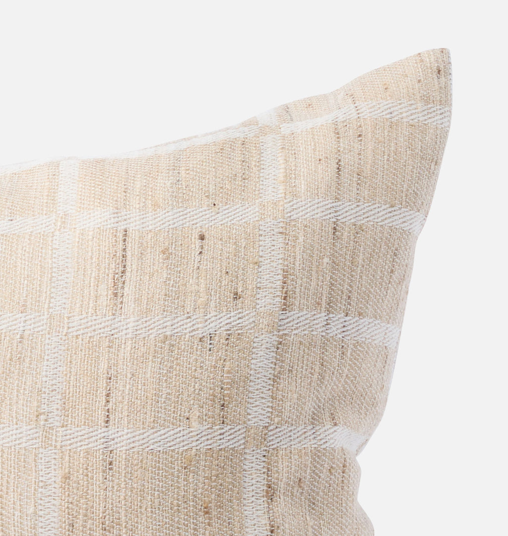 Vintage Tan Woven Plaid Pillow