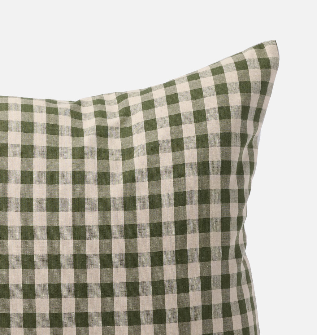 Vintage Green Plaid Pillow Corner