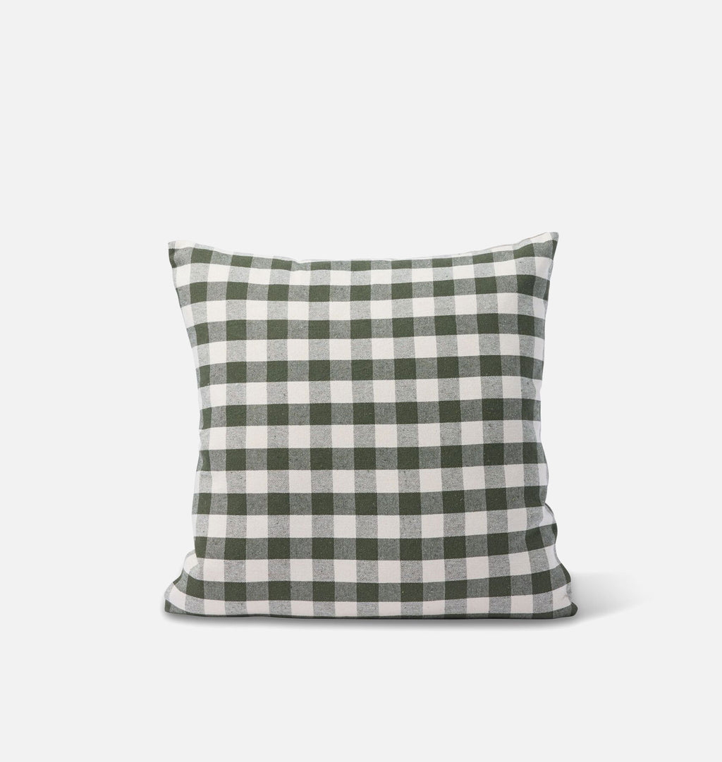 Vintage Green and White Plaid Pillow