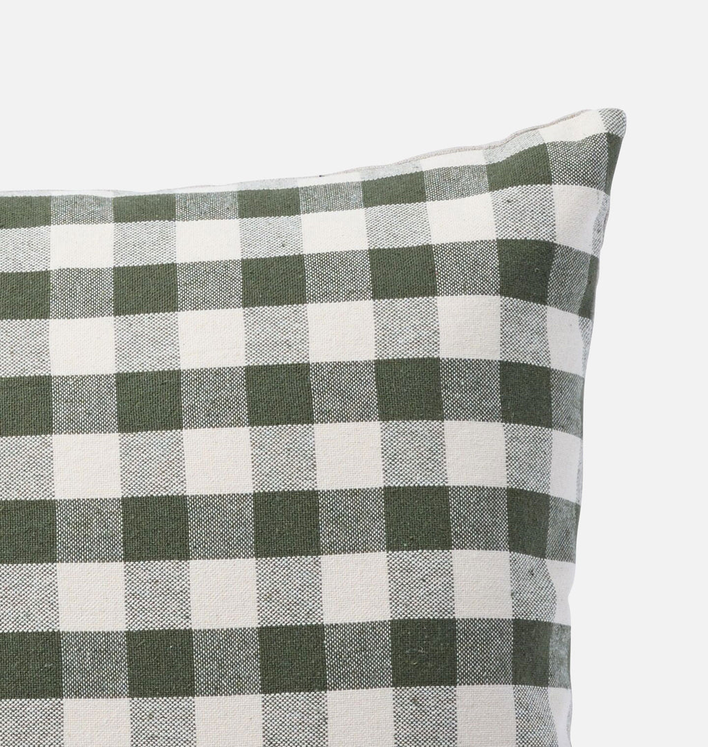 Vintage Green and White Plaid Pillow Corner