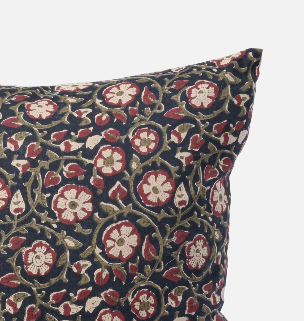Vintage Dark Green Floral Pillow Corner Shot