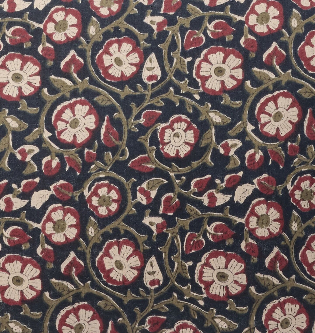 Vintage Dark Green Floral Pillow Detail Shot