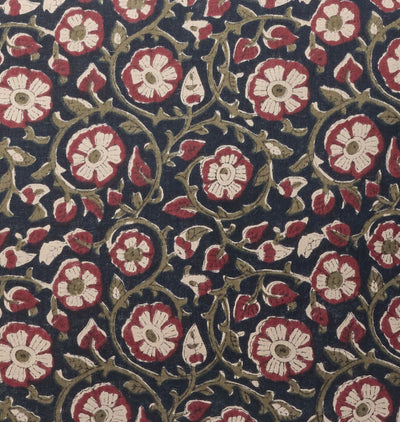 Vintage Dark Green Floral Pillow Detail Shot