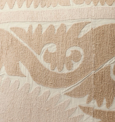 Vintage Tan Suzani Pillow Detail