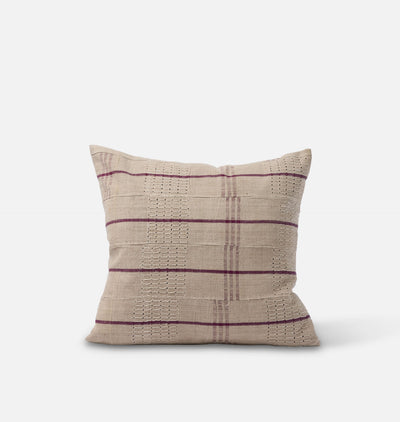 Vintage Tan and Maroon Striped Pillow