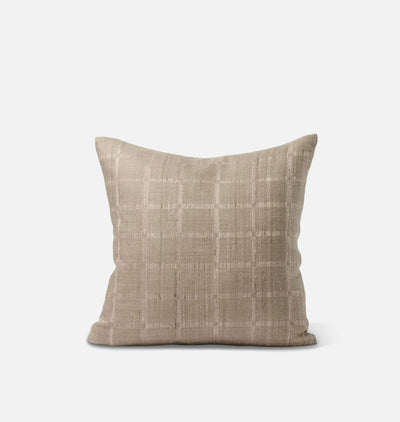 Vintage Woven Plaid Khaki Pillow 