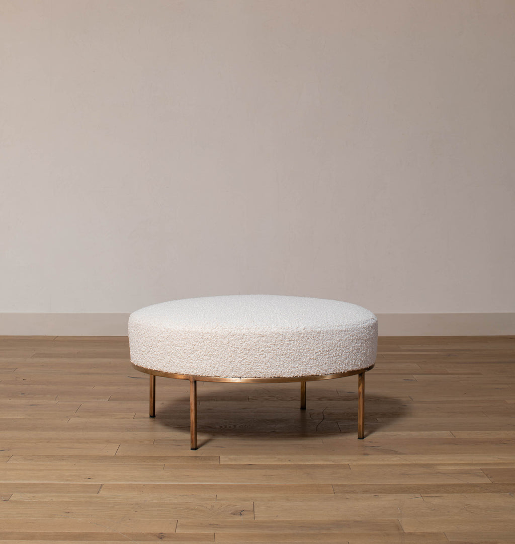 Chautauqua Round Ottoman Bone Boucle