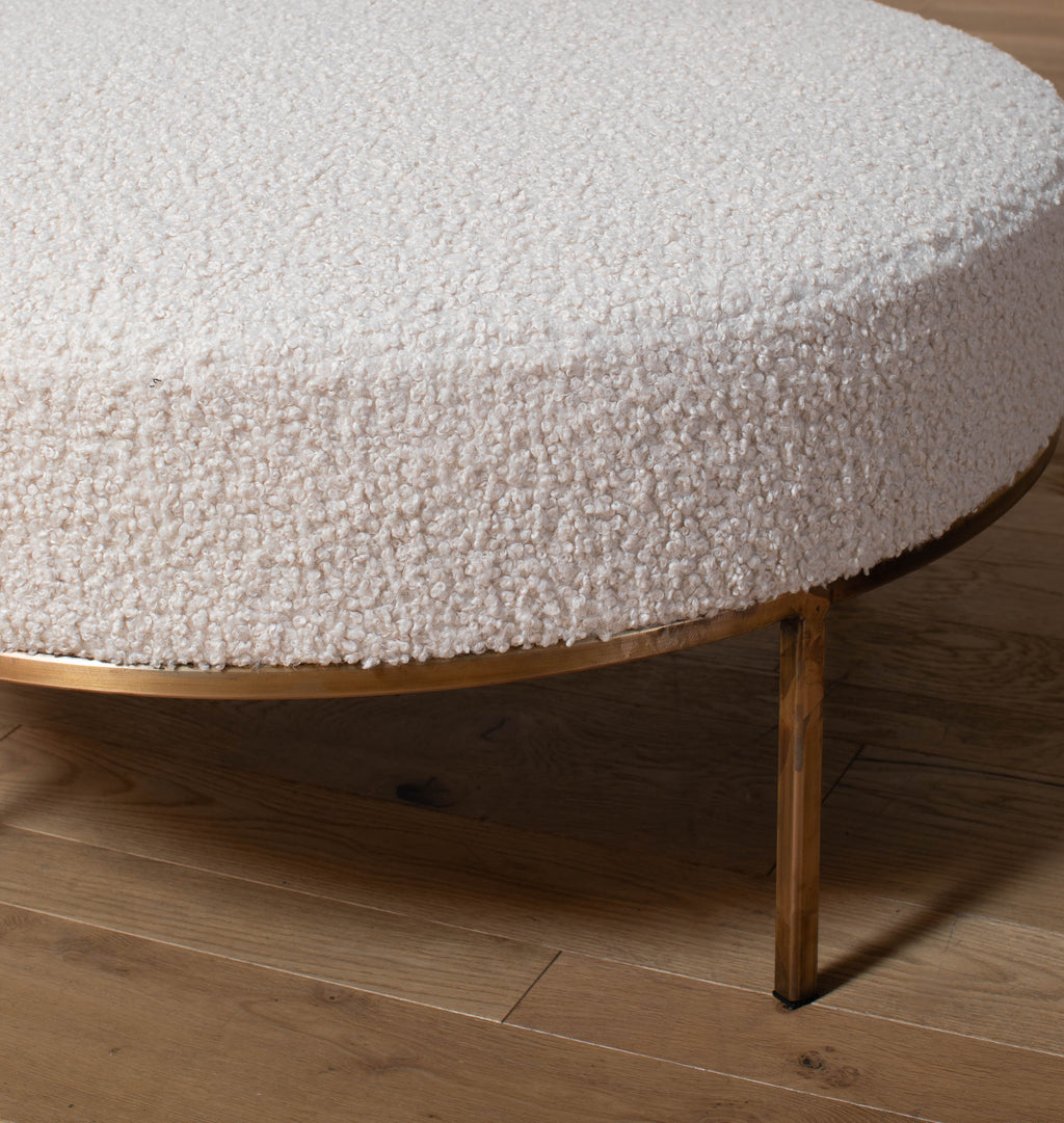 Chautauqua Round Ottoman Bone Boucle