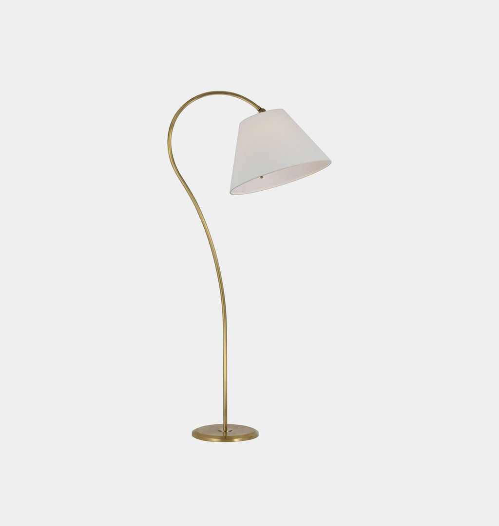 Dume Large Arched Floor Lamp Antique Brass Linen