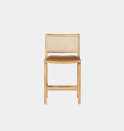 Rivers Cane and Leather Counter Stool