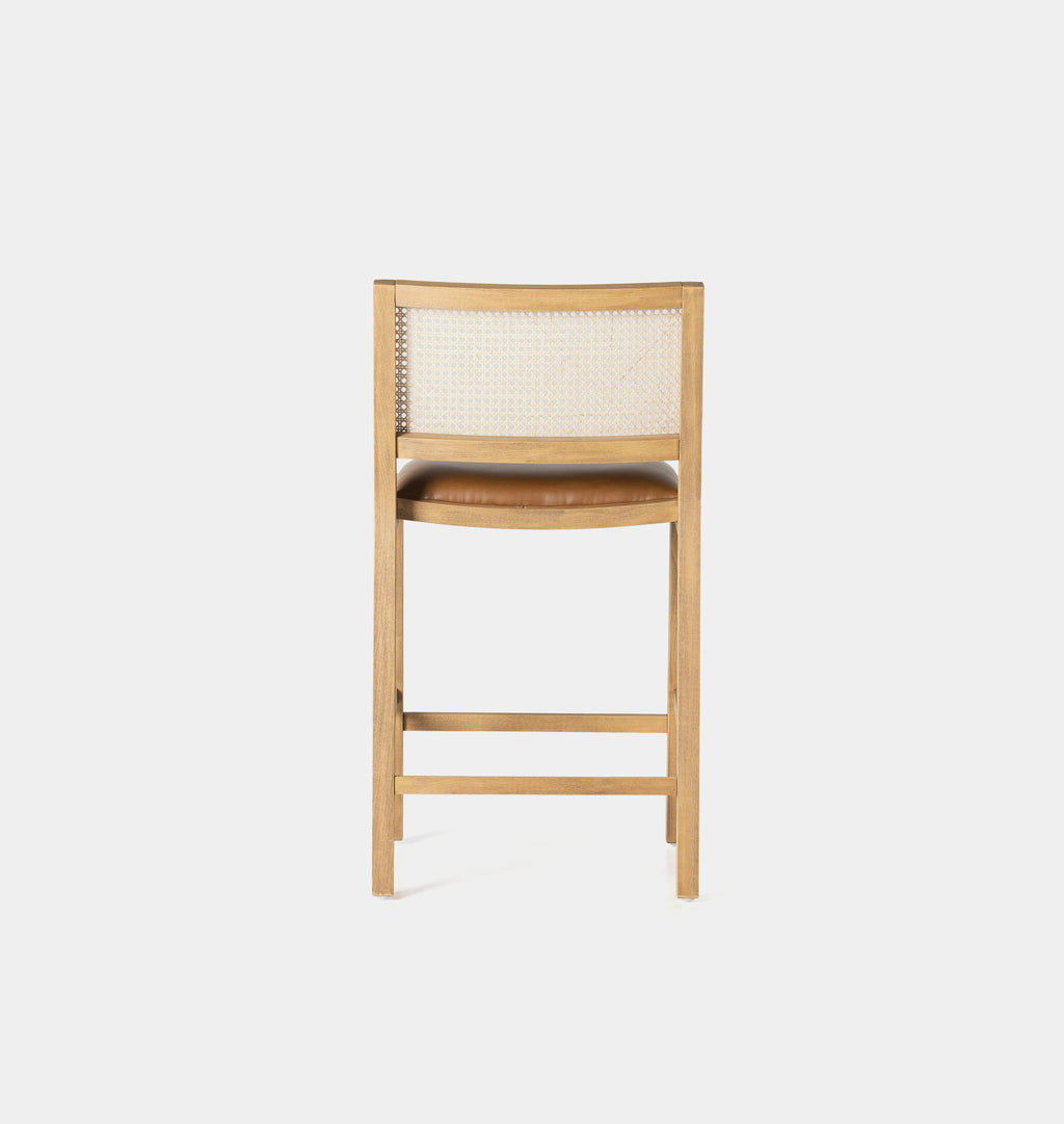 Rivers Cane and Leather Counter Stool