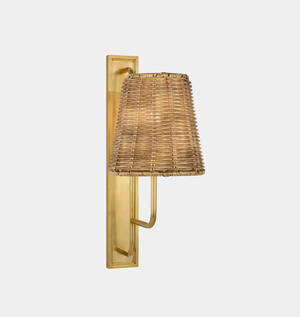 Rui Tall Sconce Brass Wicker