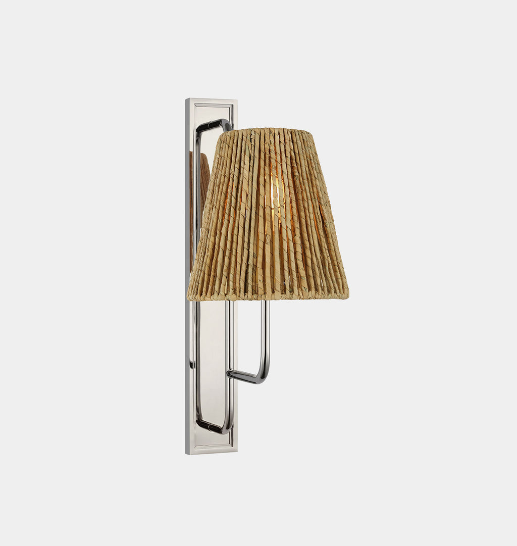 Rui Tall Sconce Polished Nickel Abaca