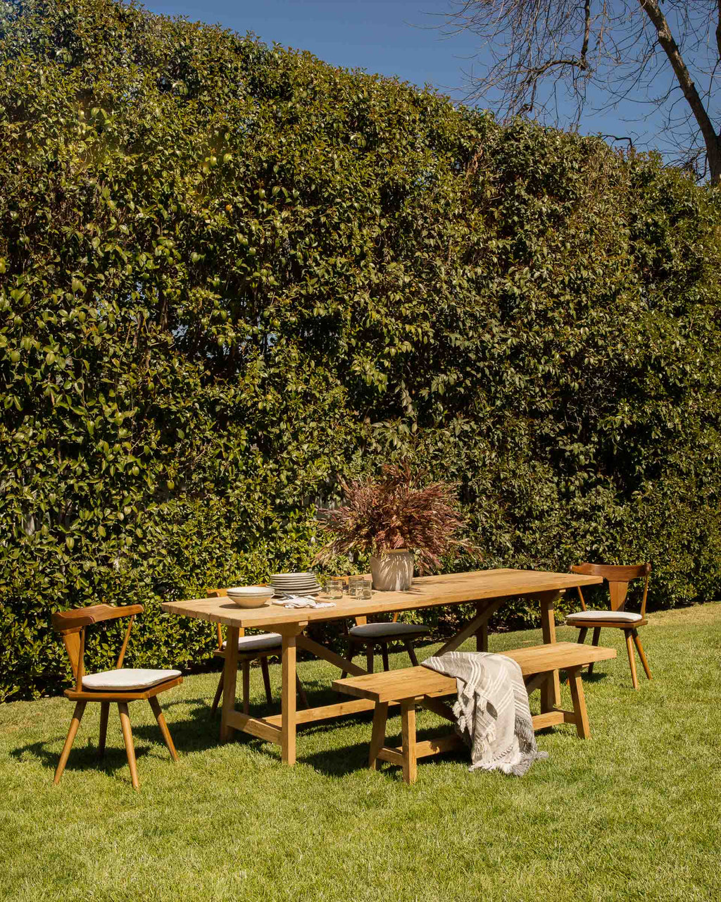 Teak French Outdoor Farm Bench