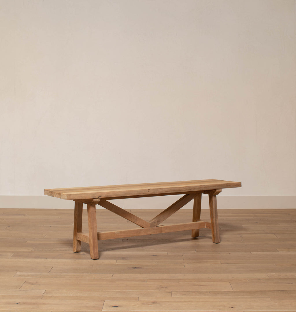 Teak French Outdoor Farm Bench